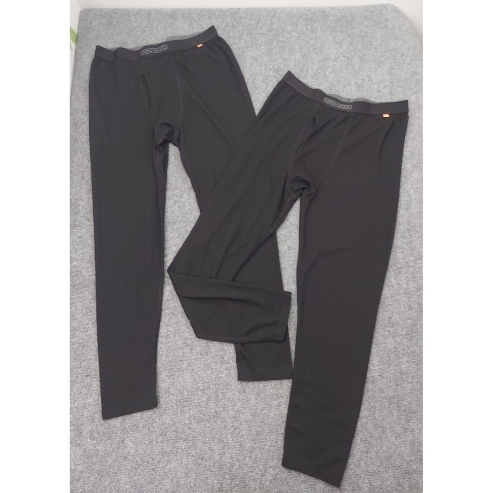 Lot 2 Omni Wool Base Layer Leggings 2XL Black Pull On Stretch Warm